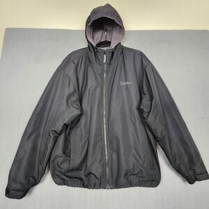 Cabela's Jacket Mens XL Black Hooded Fleece Lined Full Zip Outdoor Gear Coat